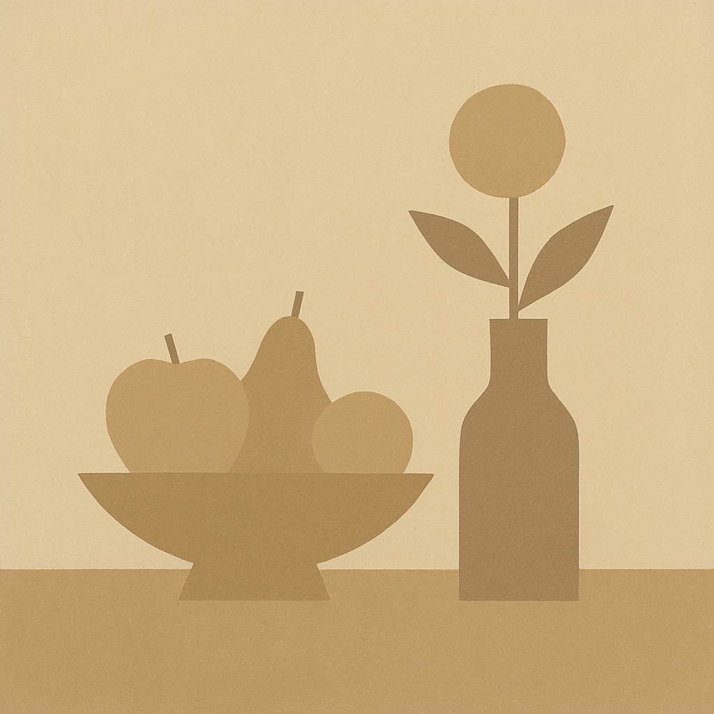 still life arrangement of fruits and flowers