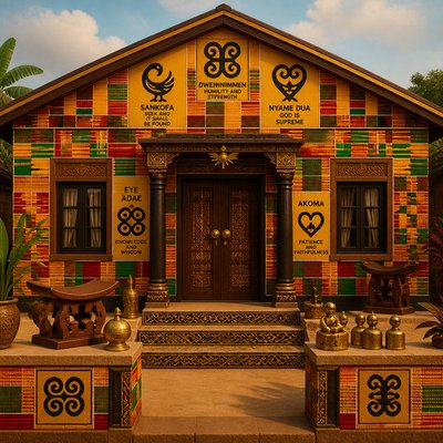house with front view — Ghanaian Art Style
