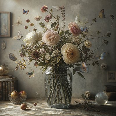 bouquet of flowers in a glass vase
