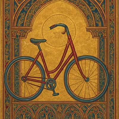bicyle resting against a wall