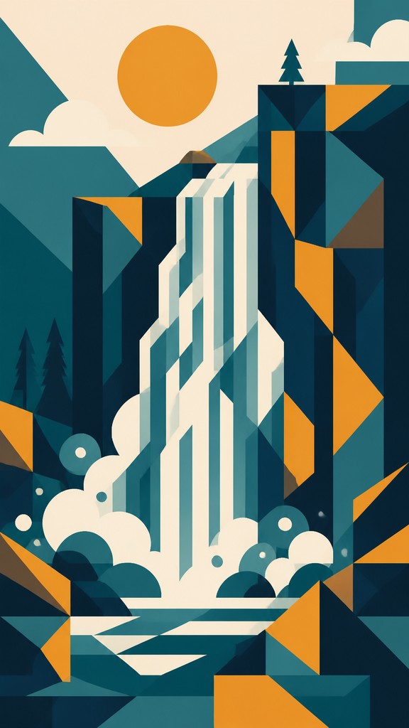 towering waterfall cascading down a cliff