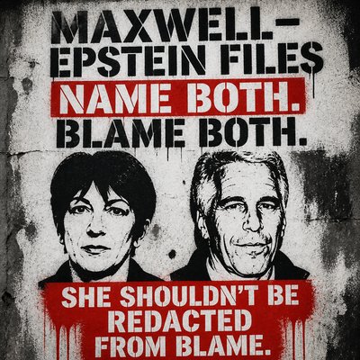 MAXWELL–EPSTEIN FILES

NAME BOTH.
BLAME BOTH.

SHE SHOULDN’T BE REDACTED
FROM BLAME.