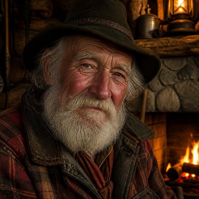 close-up portrait of an elderly person with expressive weathered features