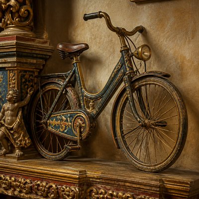 bicyle resting against a wall — Quito Art Style