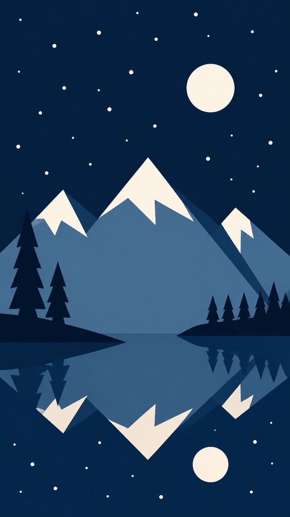 a tranquil mountain lake beneath a starry night sky, no people, no text