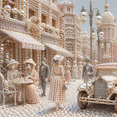 urban street with city activity — Pearl Jewelry Style