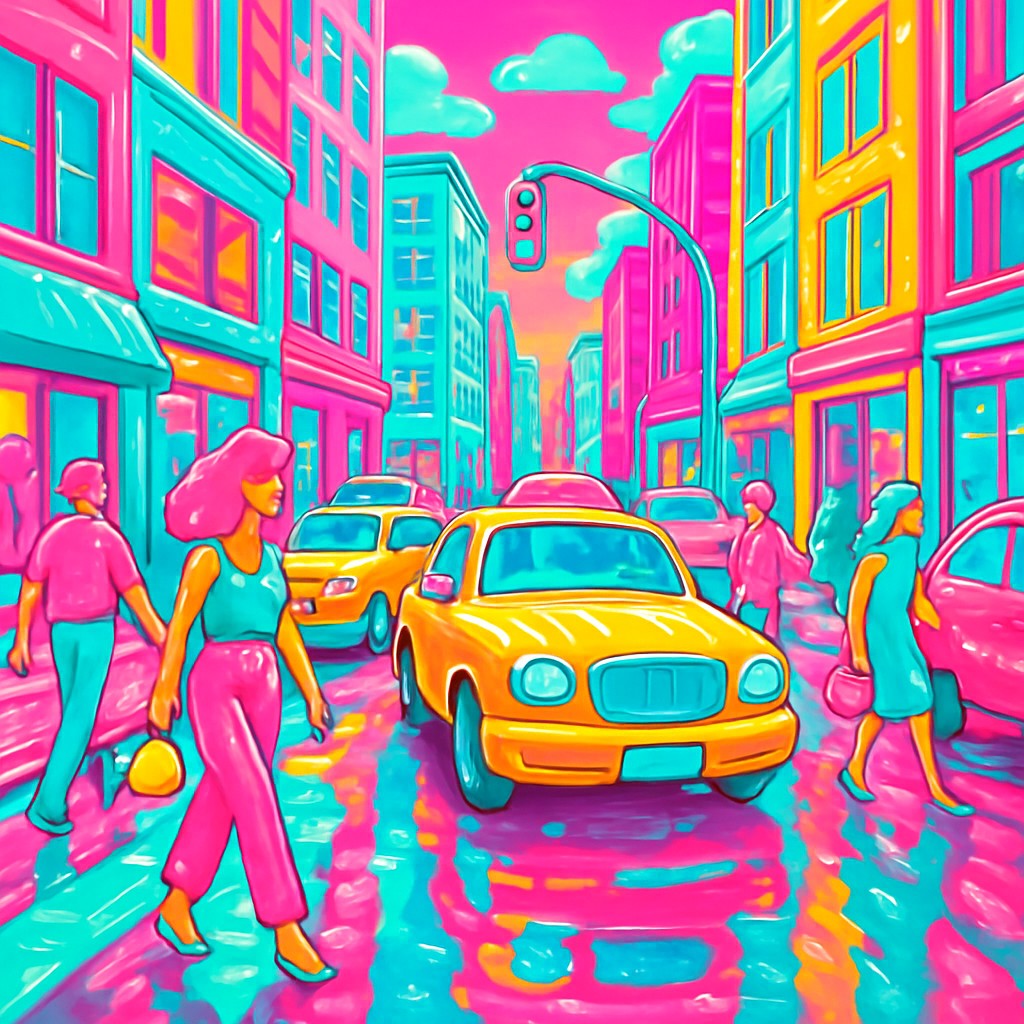 urban street with city activity