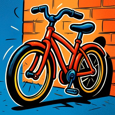 bicyle resting against a wall
