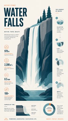 towering waterfall cascading down a cliff