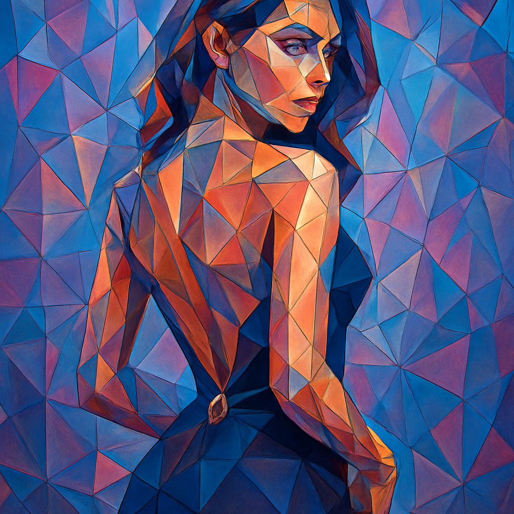 a painting of a woman in a blue dress