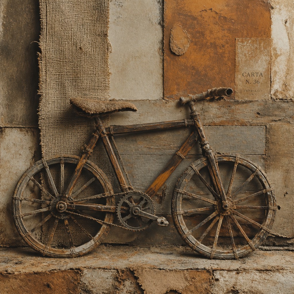 bicyle resting against a wall