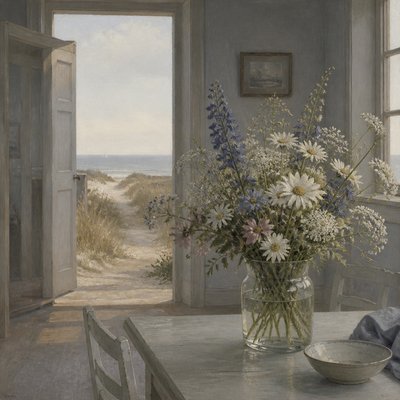bouquet of flowers in a glass vase