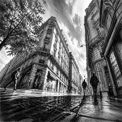 Dramatic Foreshortening Art Style Style Transfer Example