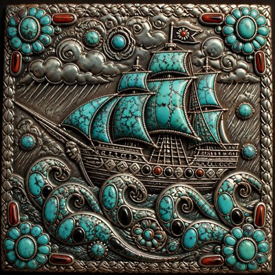 sailing ship on a stormy sea