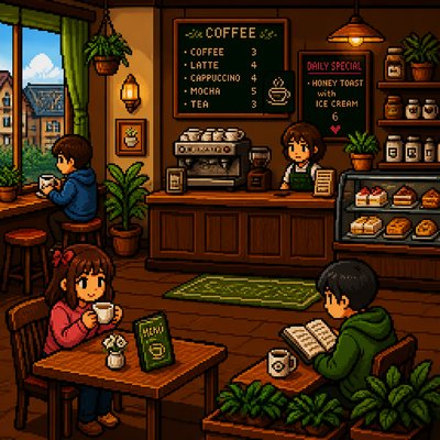 cozy cafe interior with warm lighting