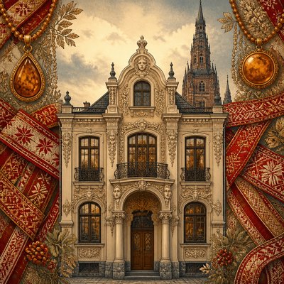 house with front view — Latvian Art Style
