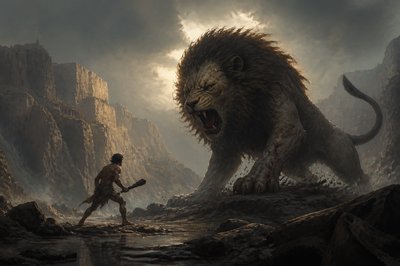 ancient greek legend of ignudi Heacles killing the Nemean lion