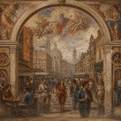 urban street with city activity
