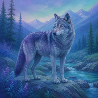 animal standing in natural pose — Analogous Colors Art Style