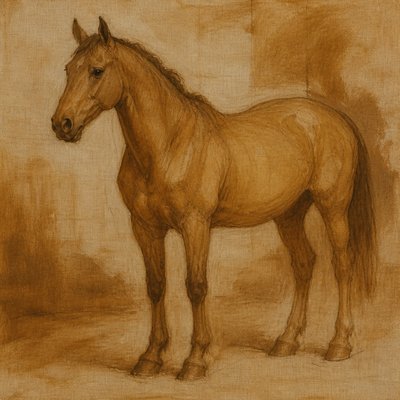 animal standing in natural pose — Classical Underpainting Style