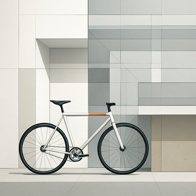 bicyle resting against a wall