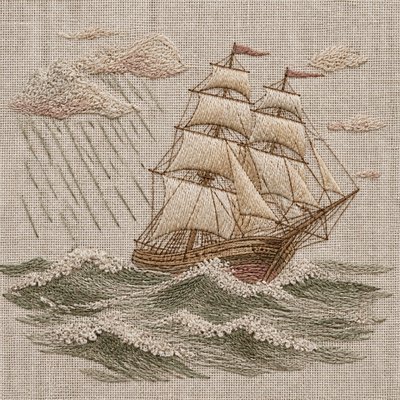 sailing ship on a stormy sea