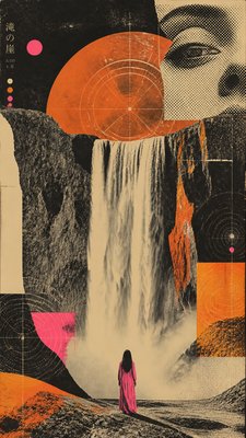 towering waterfall cascading down a cliff