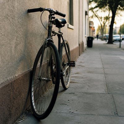 bicyle resting against a wall — Photographic Realism Art Style