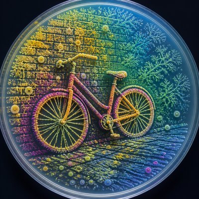 bicyle resting against a wall