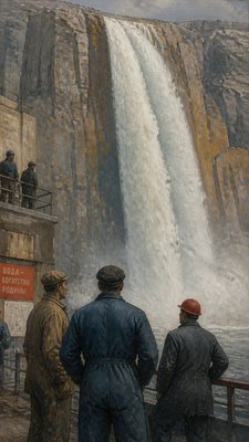 towering waterfall cascading down a cliff