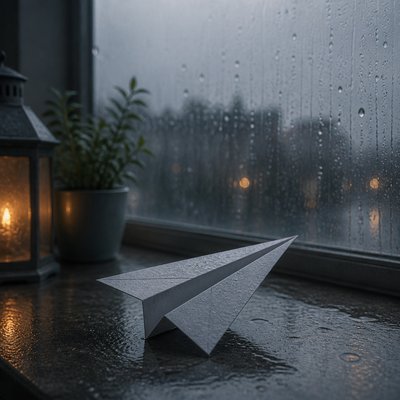 a paper plane, clean minimal composition on a plain background, no text