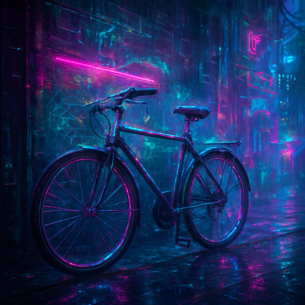 bicyle resting against a wall