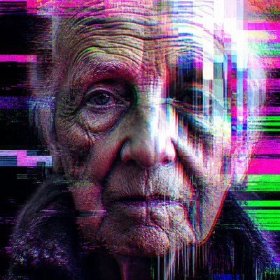 close-up portrait of an elderly person with expressive weathered features