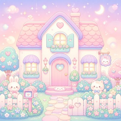 house with front view — Kawaii Pastel Anime Art Style