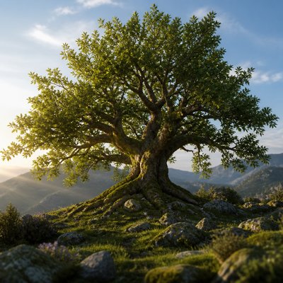 a tree in nature — 3D Rendered Digital Art Style