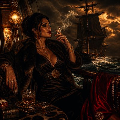 sailing ship on a stormy sea