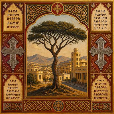a tree in nature — Eritrean Art Style