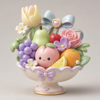 still life arrangement of fruits and flowers