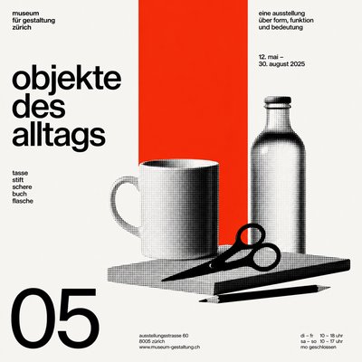 still life with everyday objects — Swiss Style Poster Design