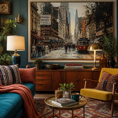 urban street with city activity — Eclectic Interior Design
