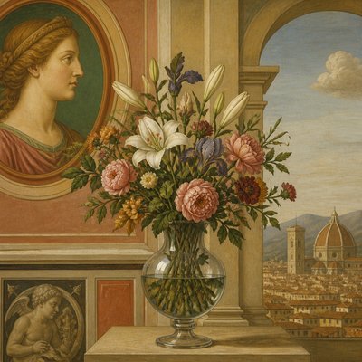 bouquet of flowers in a glass vase