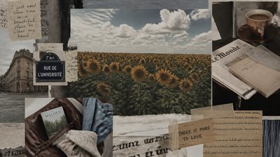 an endless field of sunflowers under summer clouds, no people