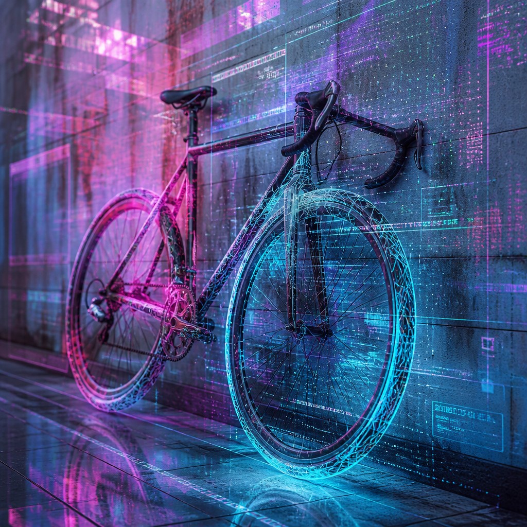 bicyle resting against a wall