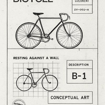 bicyle resting against a wall