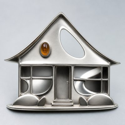 house with front view — Modernist Silver Jewelry Design