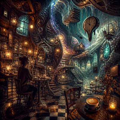 cozy cafe interior with warm lighting