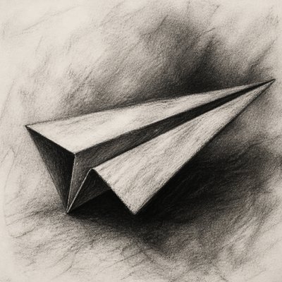 a paper plane, clean minimal composition on a plain background, no text