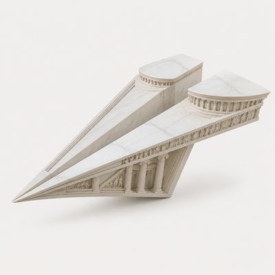 a paper plane, clean minimal composition on a plain background, no text