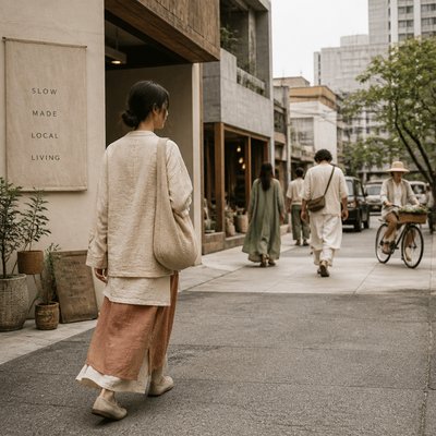 urban street with city activity — Sustainable Fashion Design