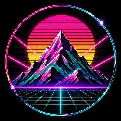 an emblem of a mountain peak inside a circle, simple bold shapes on a plain background, no text or lettering